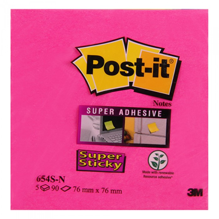 3M Post-It Not Kağıdı 76 x 76 mm Super Sticky 5 Neon Renk 
