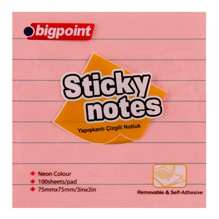 Bigpoint Yapışkanlı Not Kağıdı 96 x 150 mm Çizgili 100 Yaprak